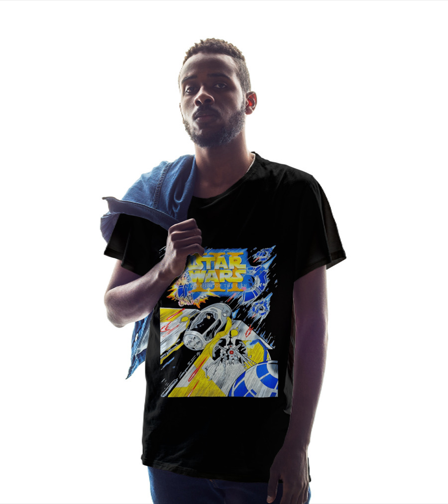 Star Wars Revenge Of The Sith Galactic Battle Artwork Featuring Anakin Skywalker And Iconic Droid Spaceships T-Shirt