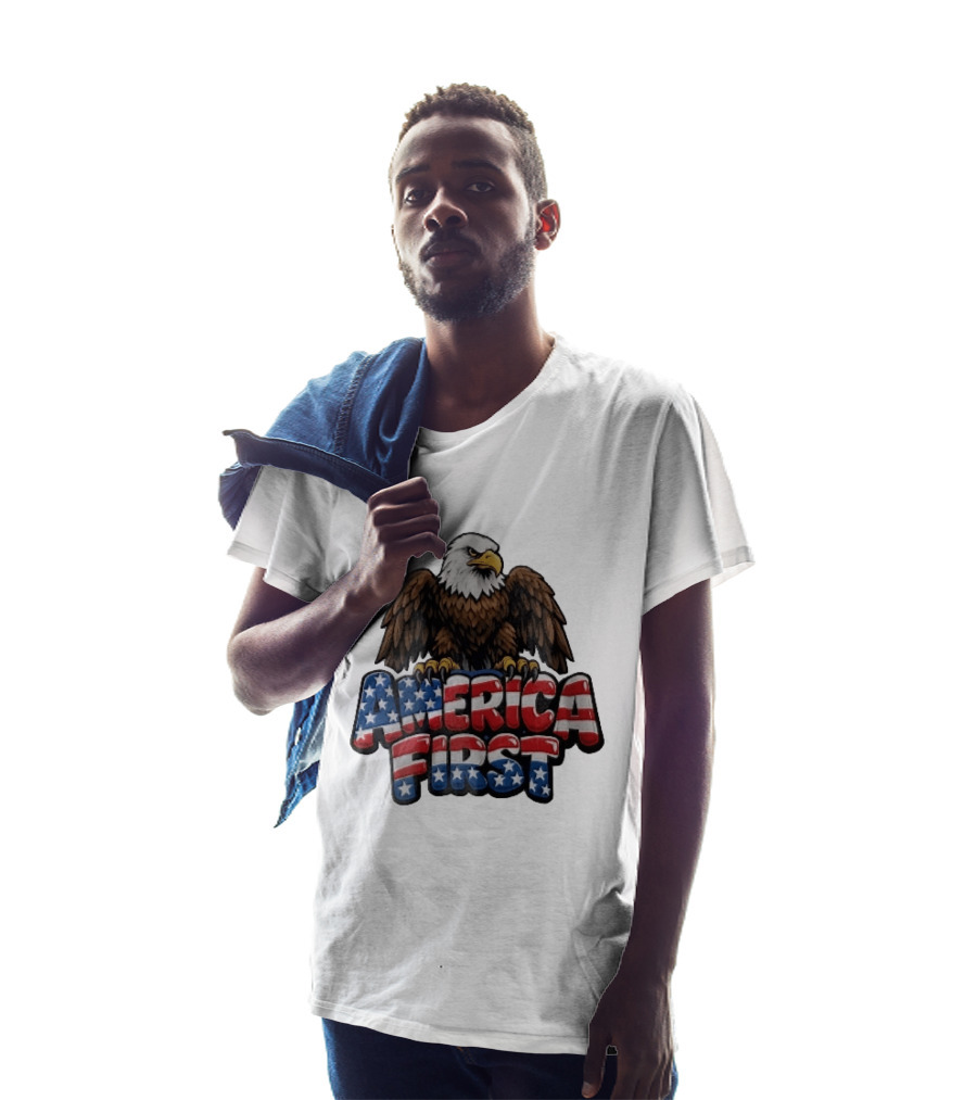 America First Bald Eagle Stars Stripes Patriotic T-Shirt