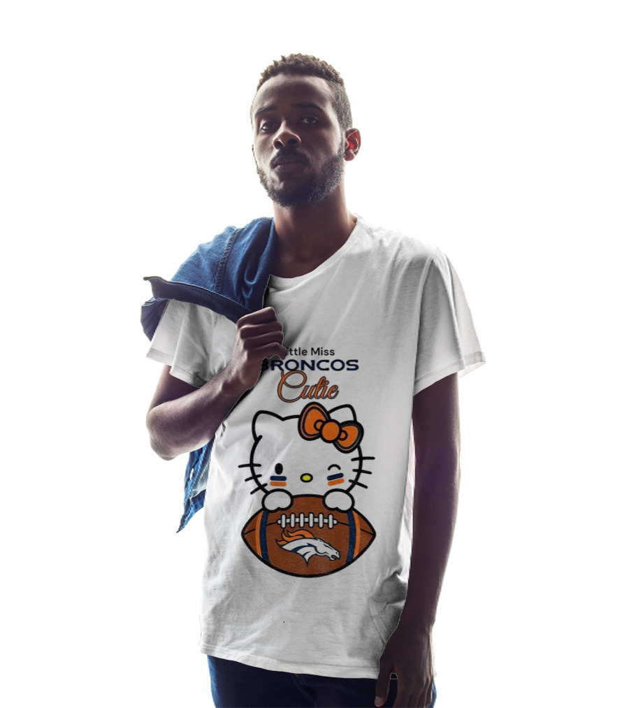 Little Miss Broncos Cutie Hello Kitty Football Fan T-Shirt