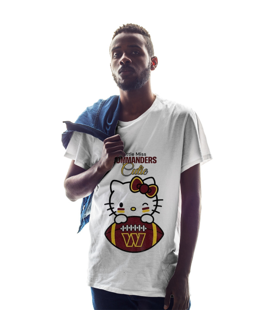 Little Miss Commanders Cutie Hello Kitty Football T-Shirt