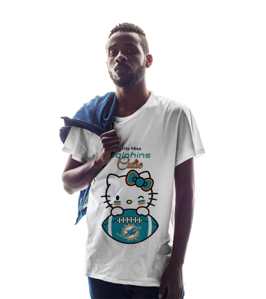 Little Miss Dolphins Cutie Hello Kitty Football T-Shirt