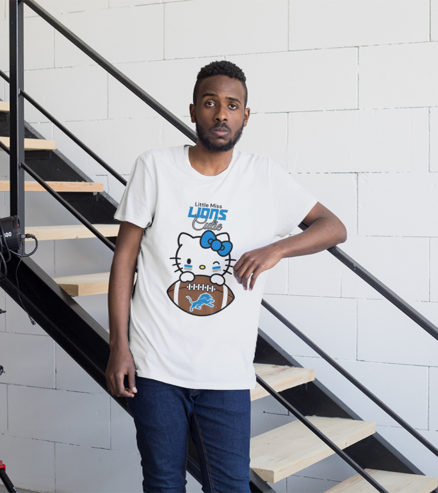 Little Miss Lions Hello Kitty Cute Football T-Shirt