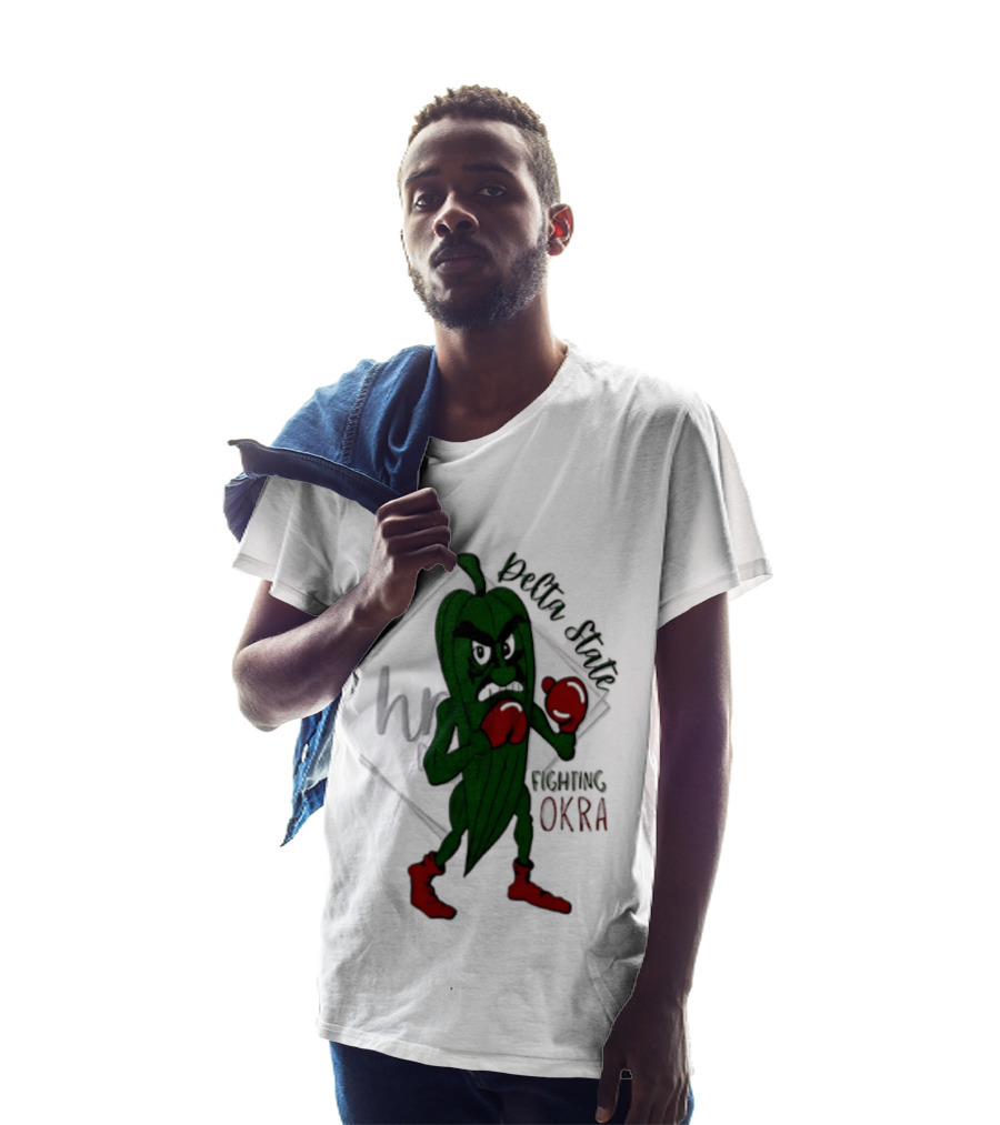 Delta State Fighting Okra Punching Mascot With Boxing Gloves And Boots T-Shirt