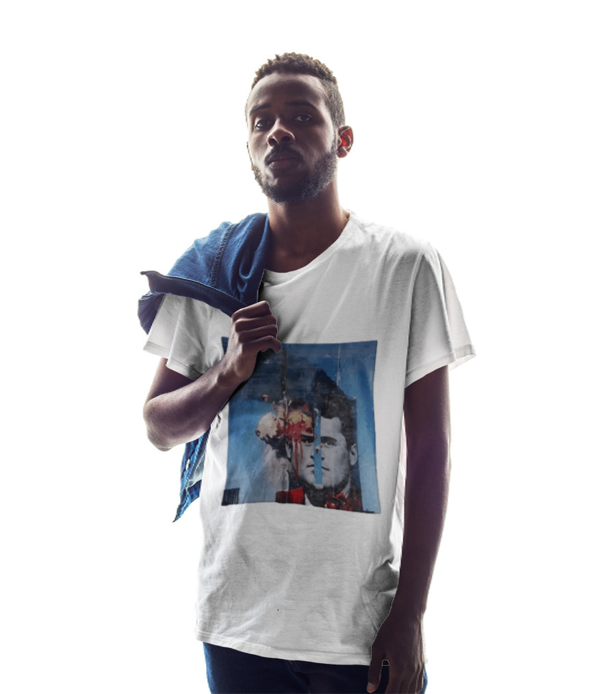 Explosion Face Collage Tower Crew Neck Short Sleeve T-Shirt