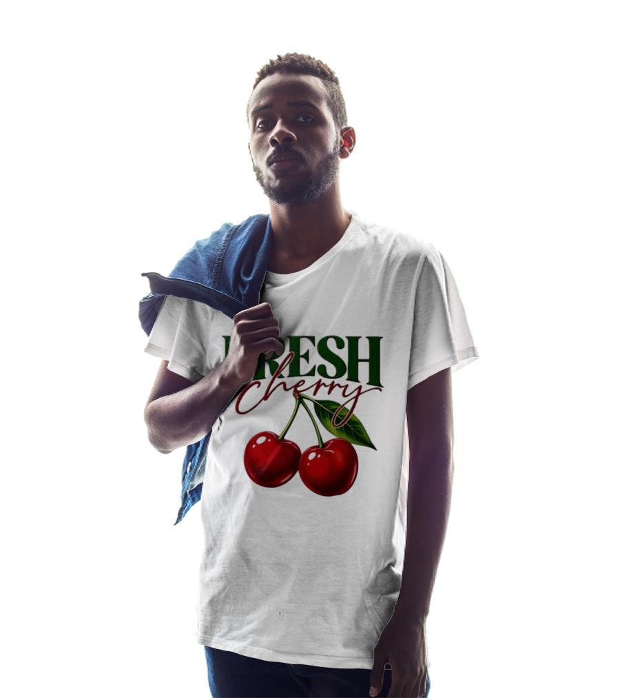 Fresh Cherry Twin Red Fruit And Leaves T-Shirt