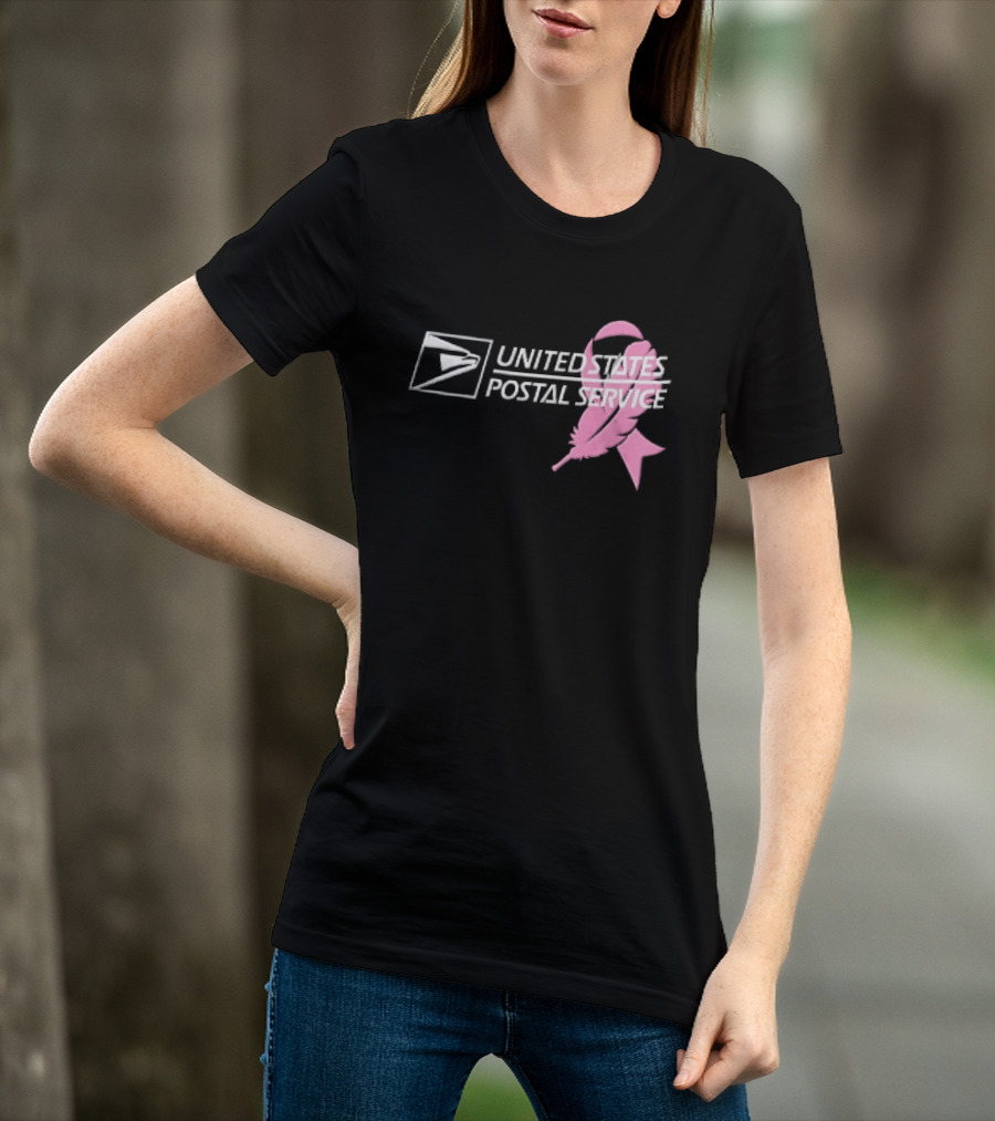 United States Postal Service Pink Breast Cancer Awareness Feather Ribbon T-Shirt