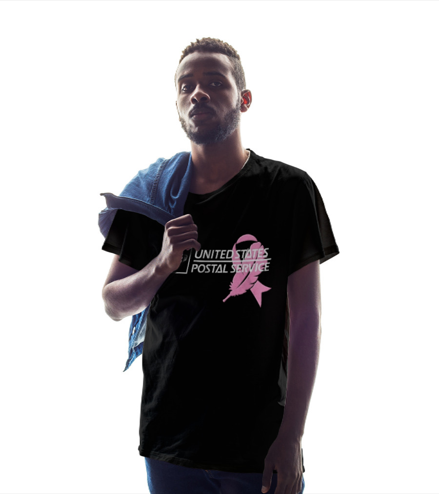 United States Postal Service Pink Breast Cancer Awareness Feather Ribbon T-Shirt