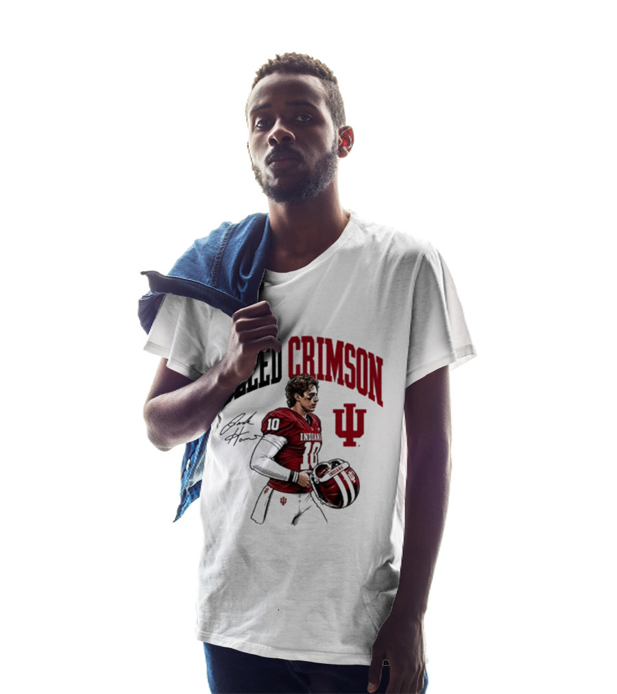 Bleed Crimson IU Football Number 10 Player Signature T-Shirt