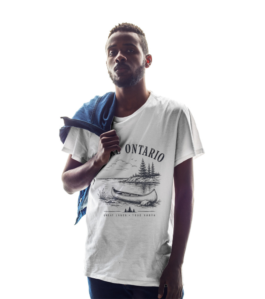 Lake Ontario Great Lakes True North Scenic Canoe And Pines T-Shirt