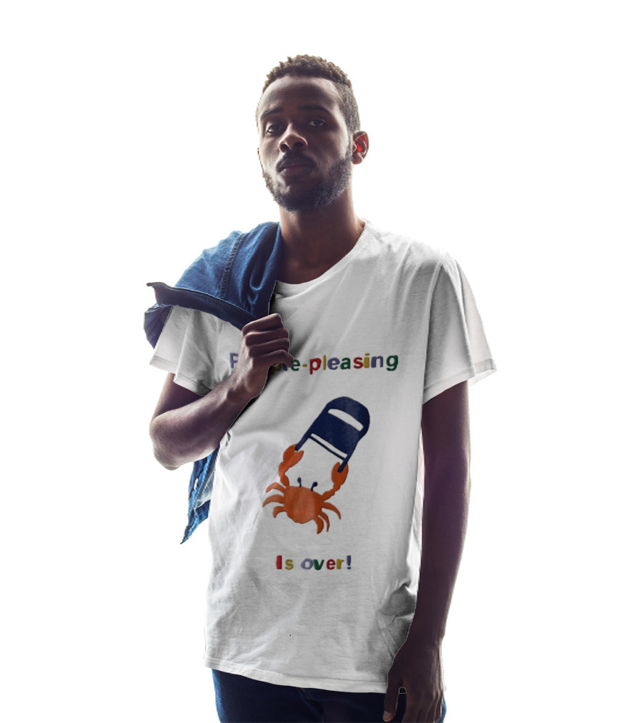 People Pleasing Is Over Orange Crab Throwing Folding Chair Popcompunk Cartoon T-Shirt