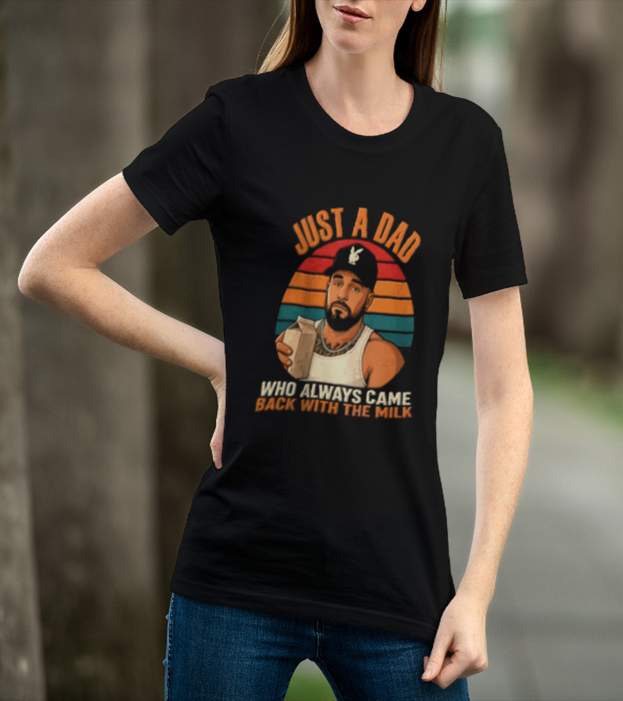 Just A Dad Who Always Came Back With The Milk Man Vintage Sunset Baseball Cap T-Shirt