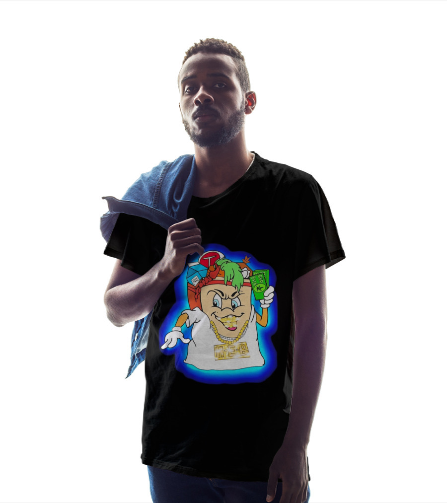 H E Buddy Bud Bucks Character Holding Bud Buck Bills And Wearing Gold Chain With Bling H E B T-Shirt