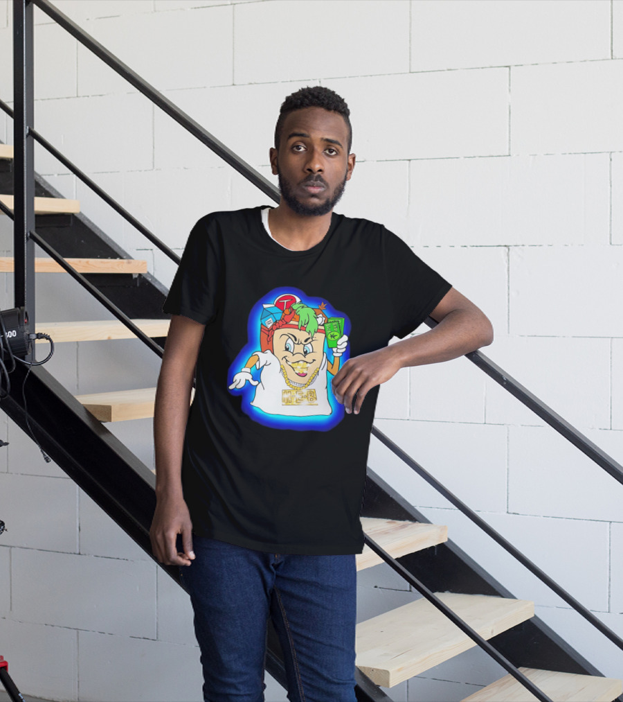 H E Buddy Bud Bucks Character Holding Bud Buck Bills And Wearing Gold Chain With Bling H E B T-Shirt