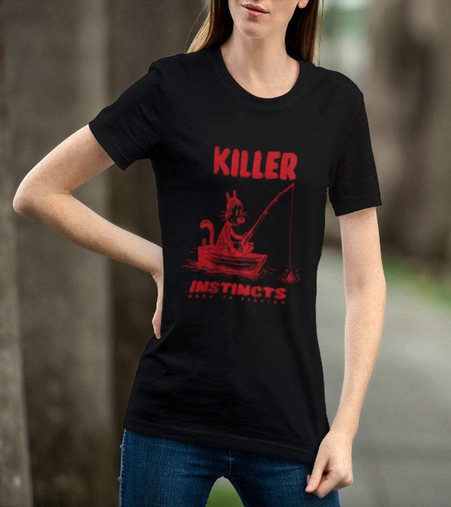 Killer Instincts Fishing Cat In A Boat T-Shirt