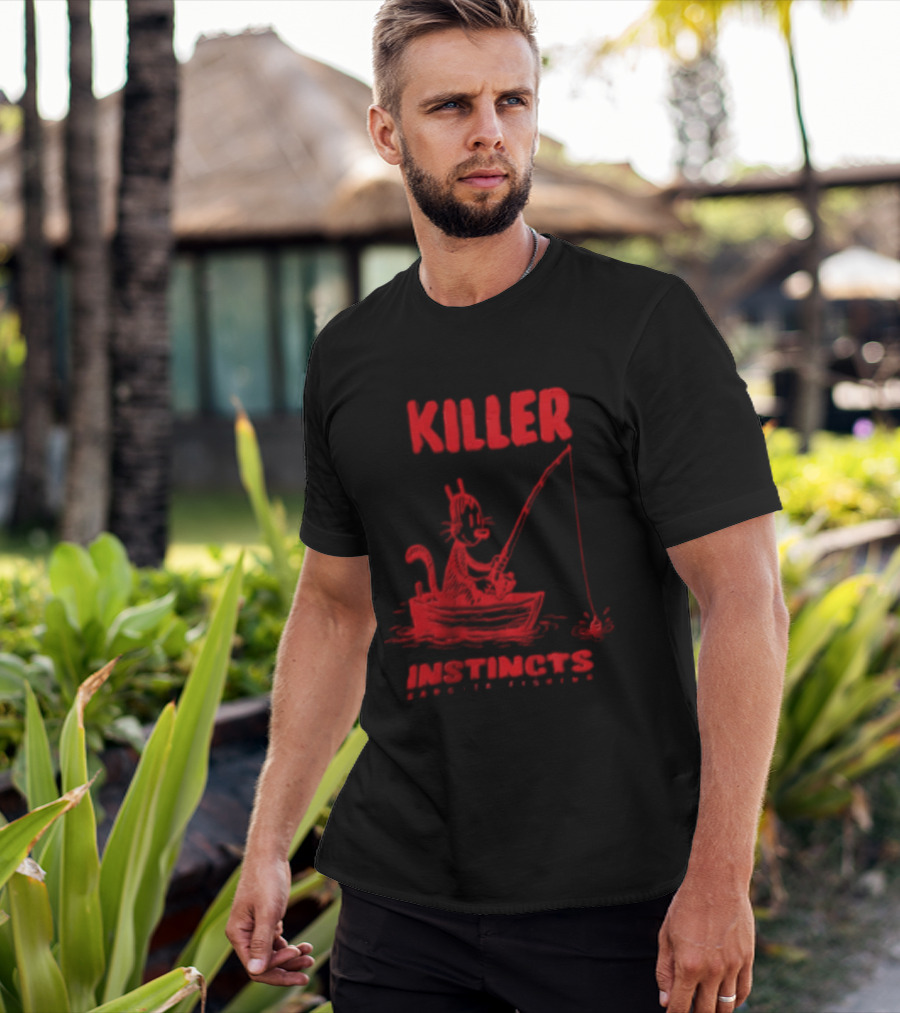 Killer Instincts Fishing Cat In A Boat T-Shirt