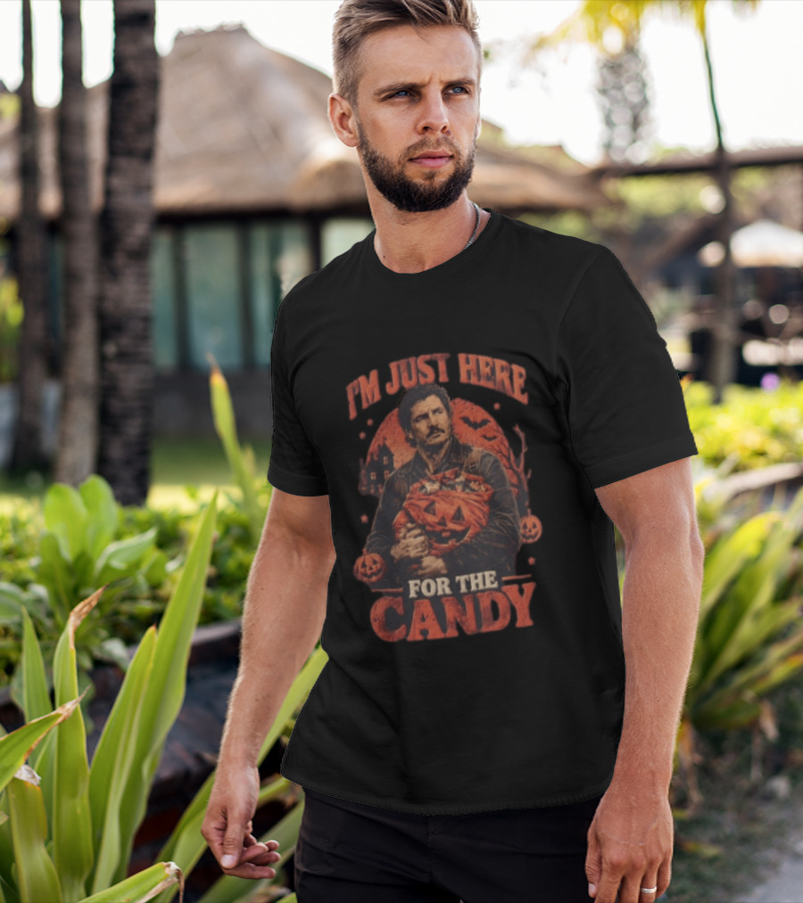 I'm Just Here For The Candy Pedro Pascal Halloween Pumpkin T-Shirt