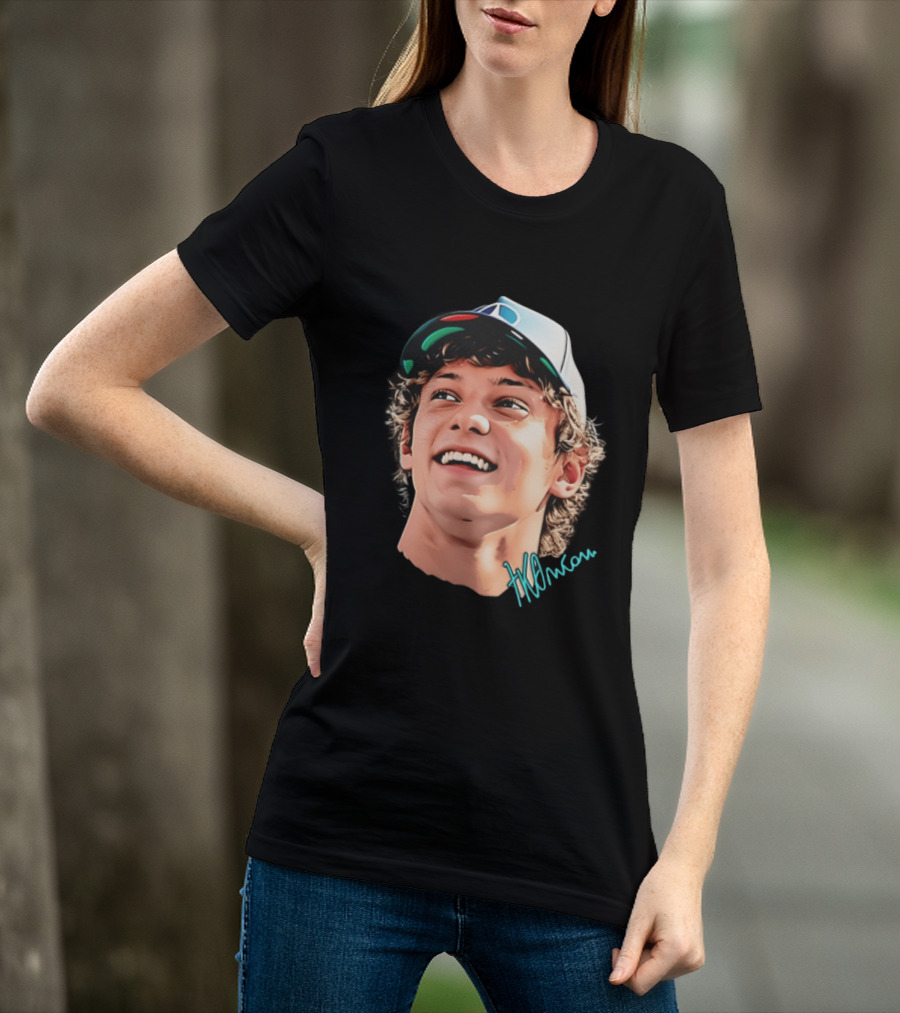 Kimi Antonelli F1 Team Smiley Big Head Signature Cap Racing T-Shirt