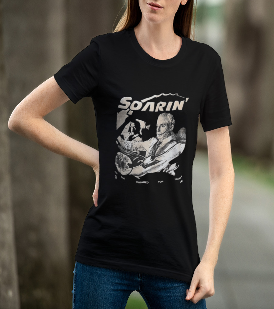 Soarin You Are Cleared For Takeoff Pilots Airplane Cockpit Halftone T-Shirt