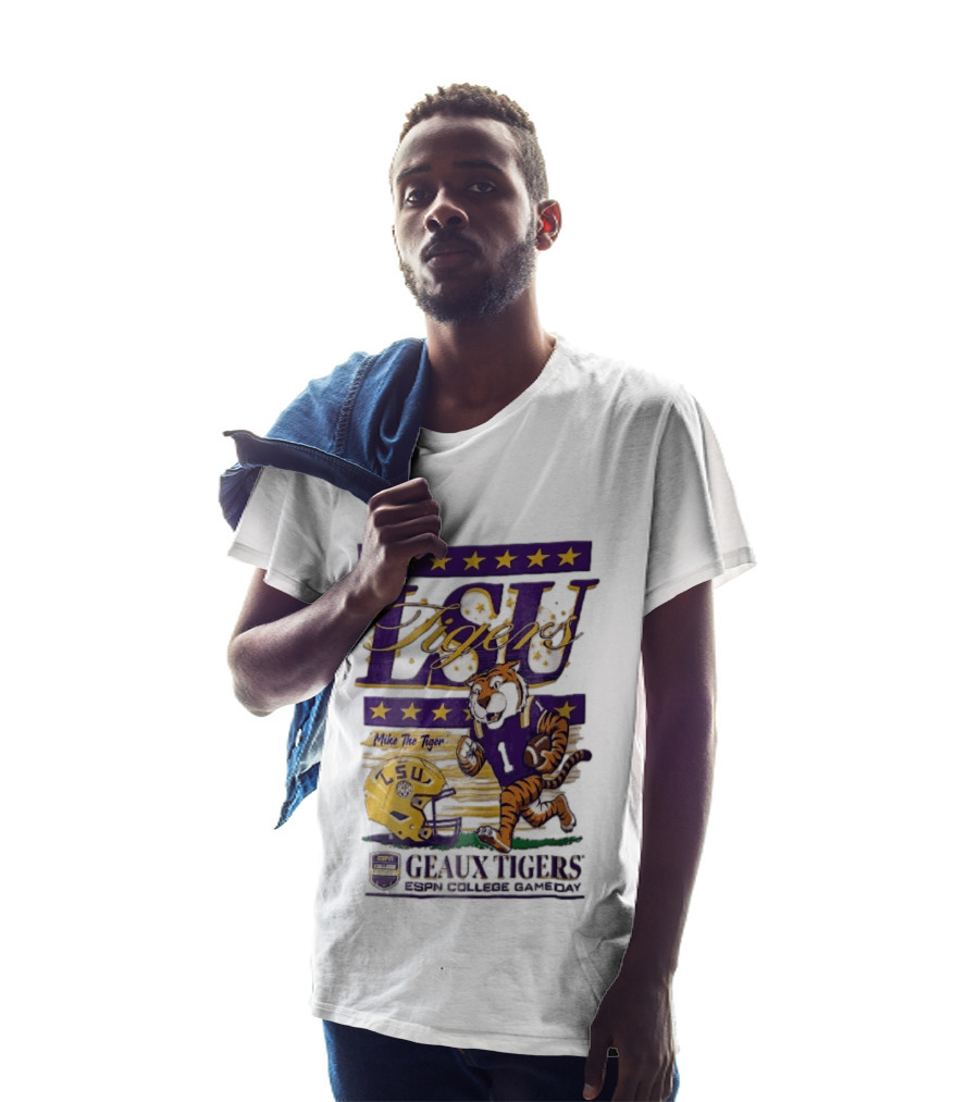 LSU Tigers Mike The Tiger Geaux ESPN College Gameday Football Helmet Stars T-Shirt