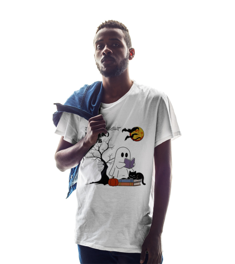 The Midnight Boo(k) Club Halloween Ghost Cat Pumpkin Moon T-Shirt
