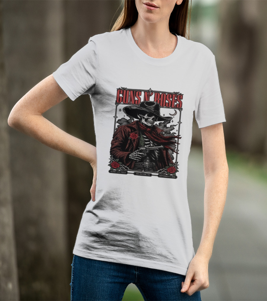 Guns N' Roses Skeleton Cowboy Globe Life Field Arlington TX September 9 2026 T-Shirt