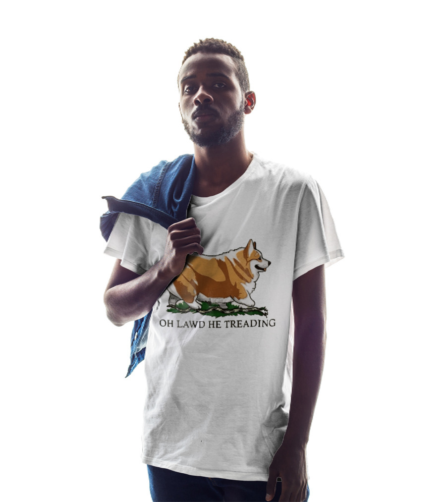 Oh Lawd He Treading Corgi On Snake Cartoon T-Shirt