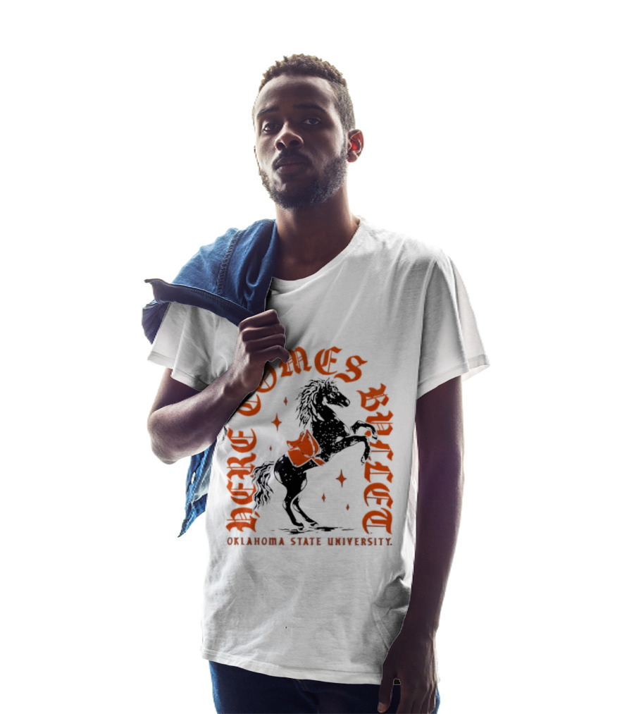Oklahoma State University Here Comes Bullet Horse Riding Spirit T-Shirt