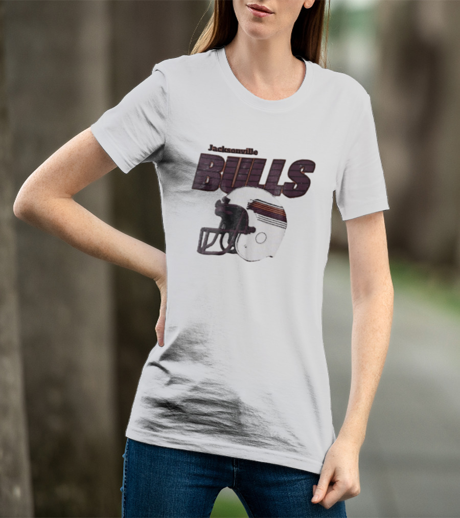 Jacksonville Bulls USFL Distressed Football Helmet T-Shirt