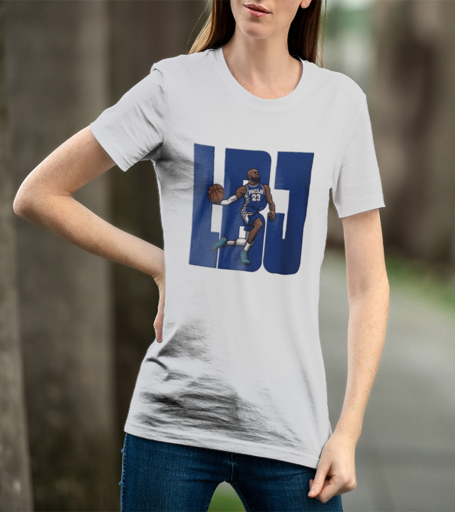 Philadelphia 76ers Phila 23 Cartoon Caricature Basketball Player Dribbling Lbj T-Shirt