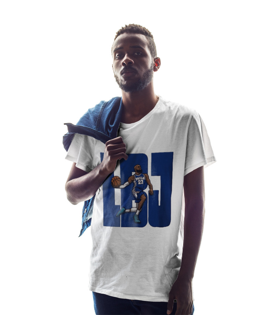 Philadelphia 76ers Phila 23 Cartoon Caricature Basketball Player Dribbling Lbj T-Shirt