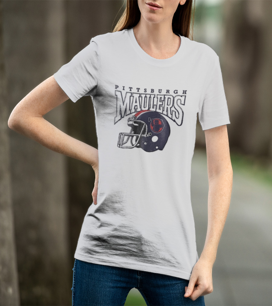 Pittsburgh Maulers Distressed Steelworker Football Helmet T-Shirt