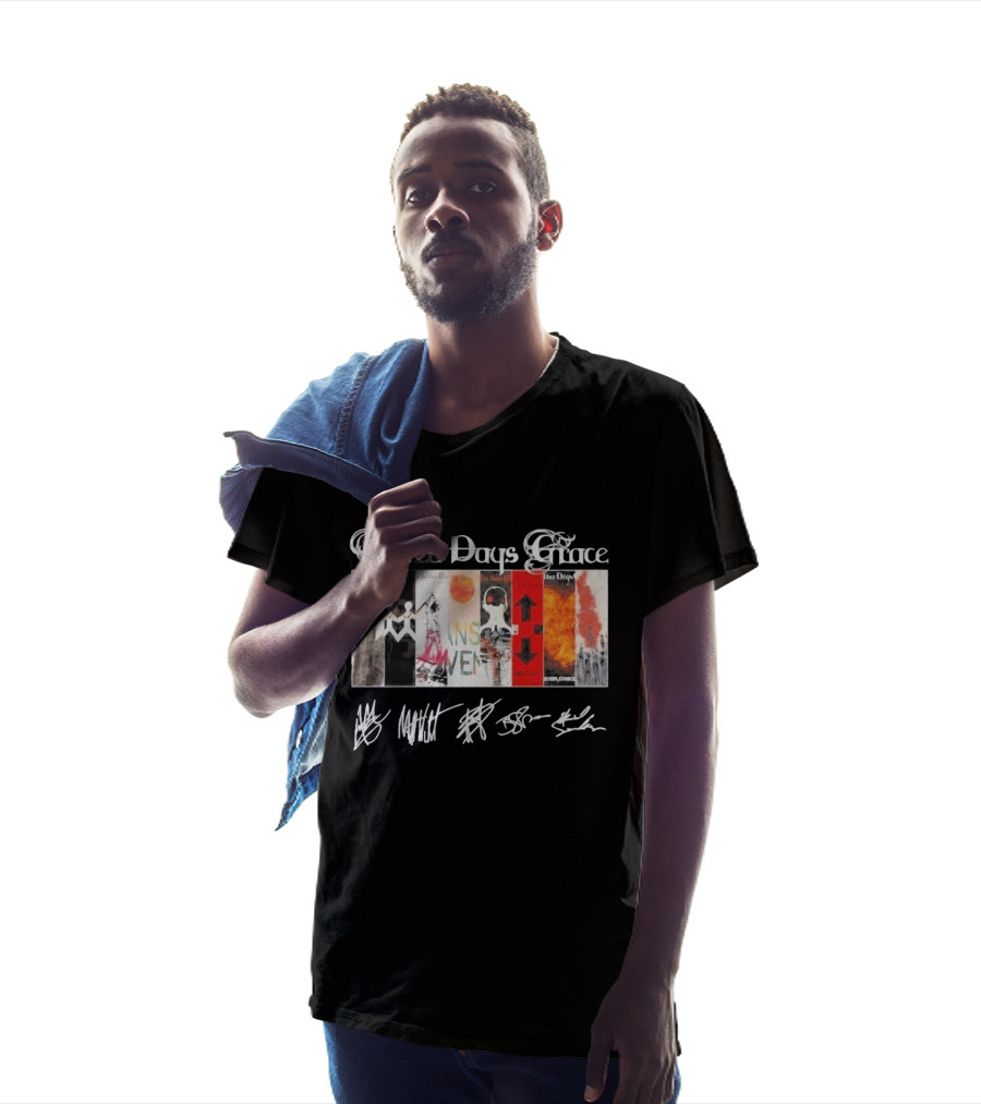 Three Days Grace All Album Covers Band Signatures T-Shirt