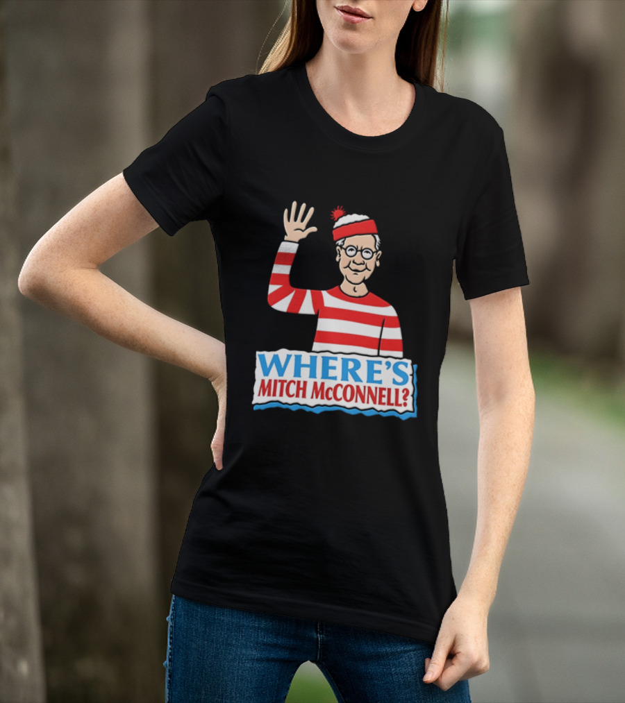 Where's Mitch McConnell Red White Stripes Waving T-Shirt