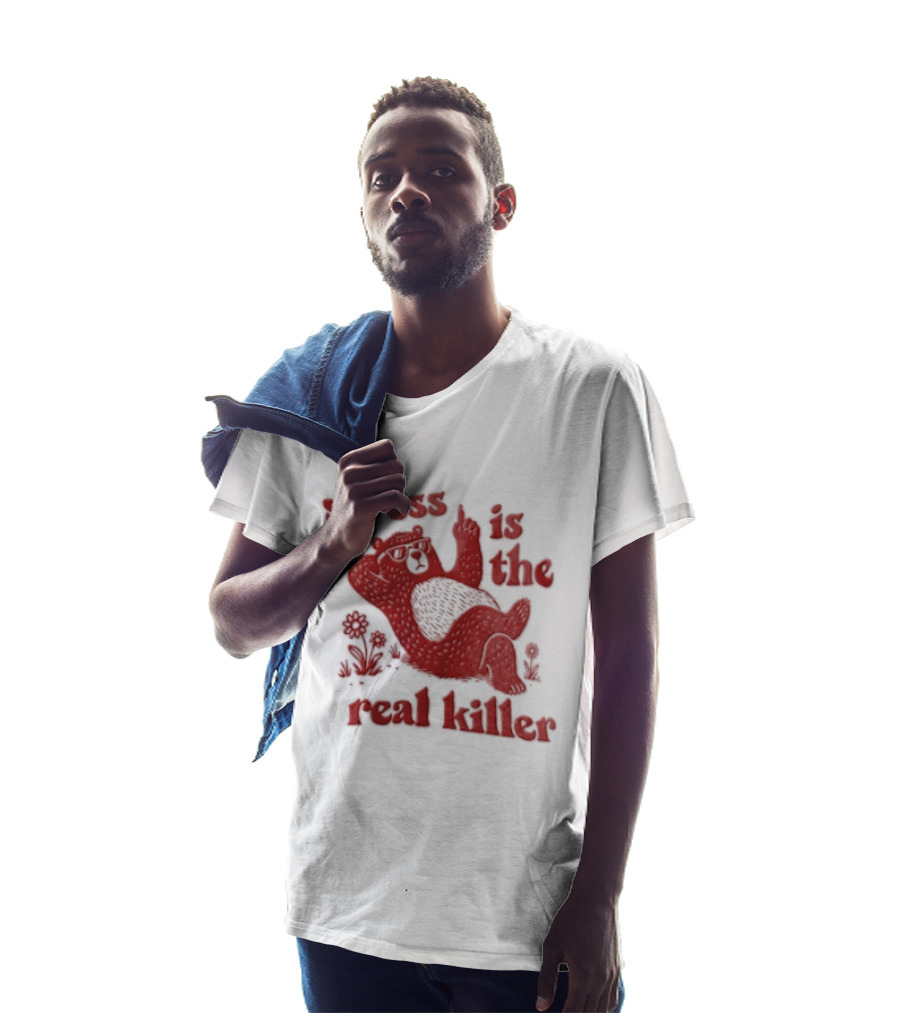 Stress Is The Real Killer Bear With Flowers And Relaxing Pose T-Shirt