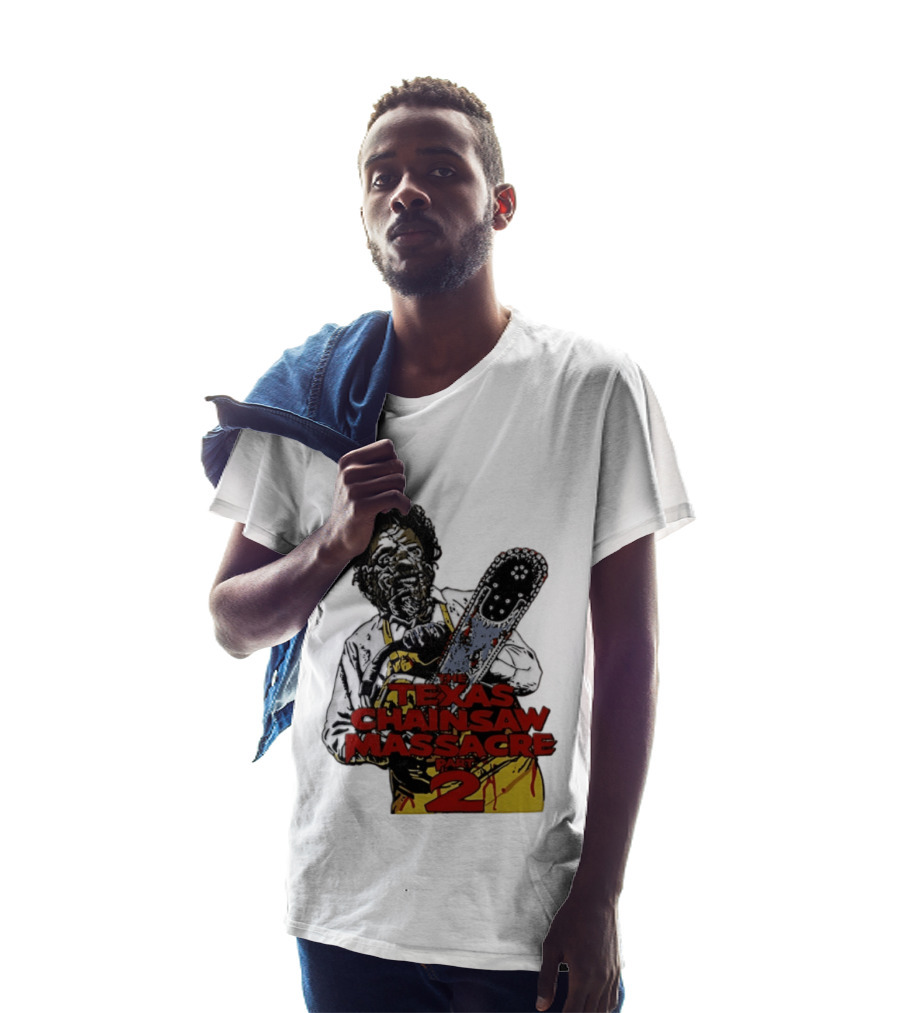 Texas Chainsaw Massacre Part 2 Leatherface Villain Bloody Chainsaw T-Shirt
