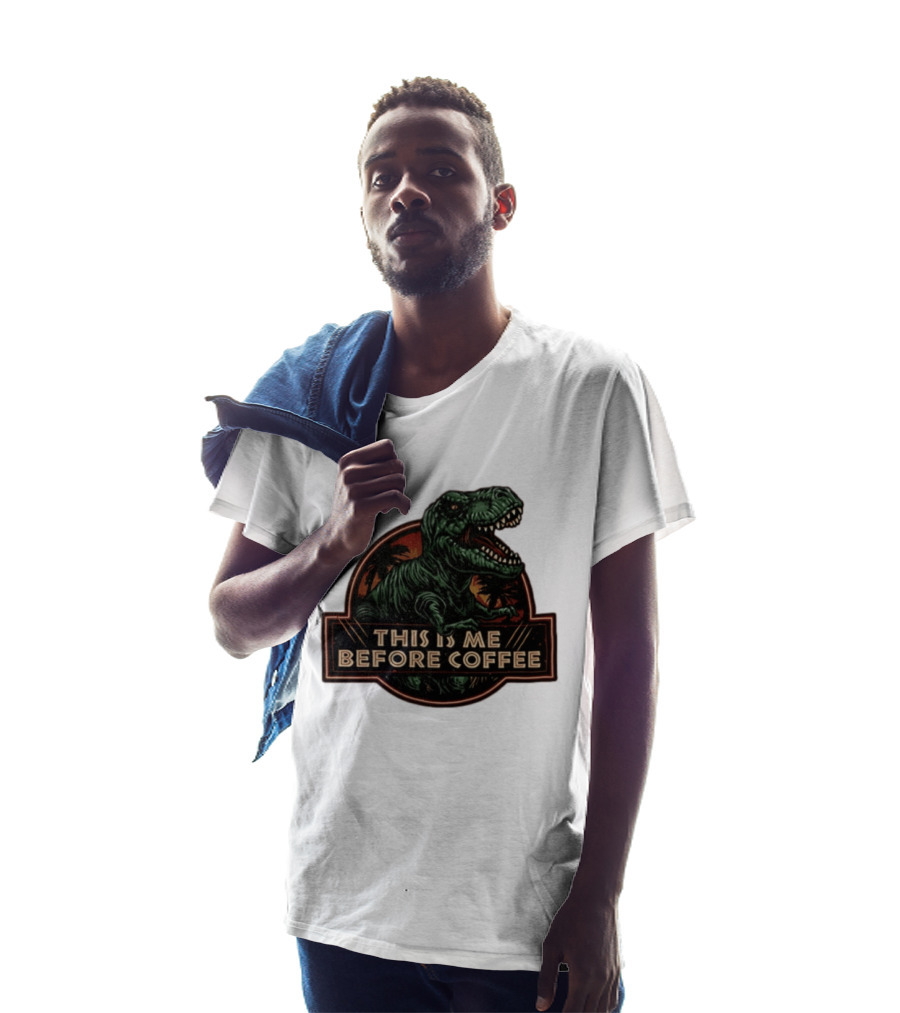 Tyrannosaurus Rex This Is Me Before Coffee Jurassic Park Dinosaur Fan T-Shirt