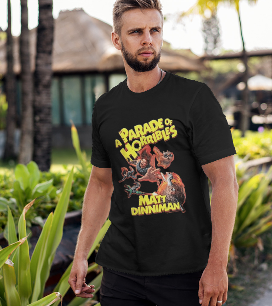 A Parade Of Horribles Matt Dinniman Action Fantasy Characters Flying Flaming Ball Adventure T-Shirt