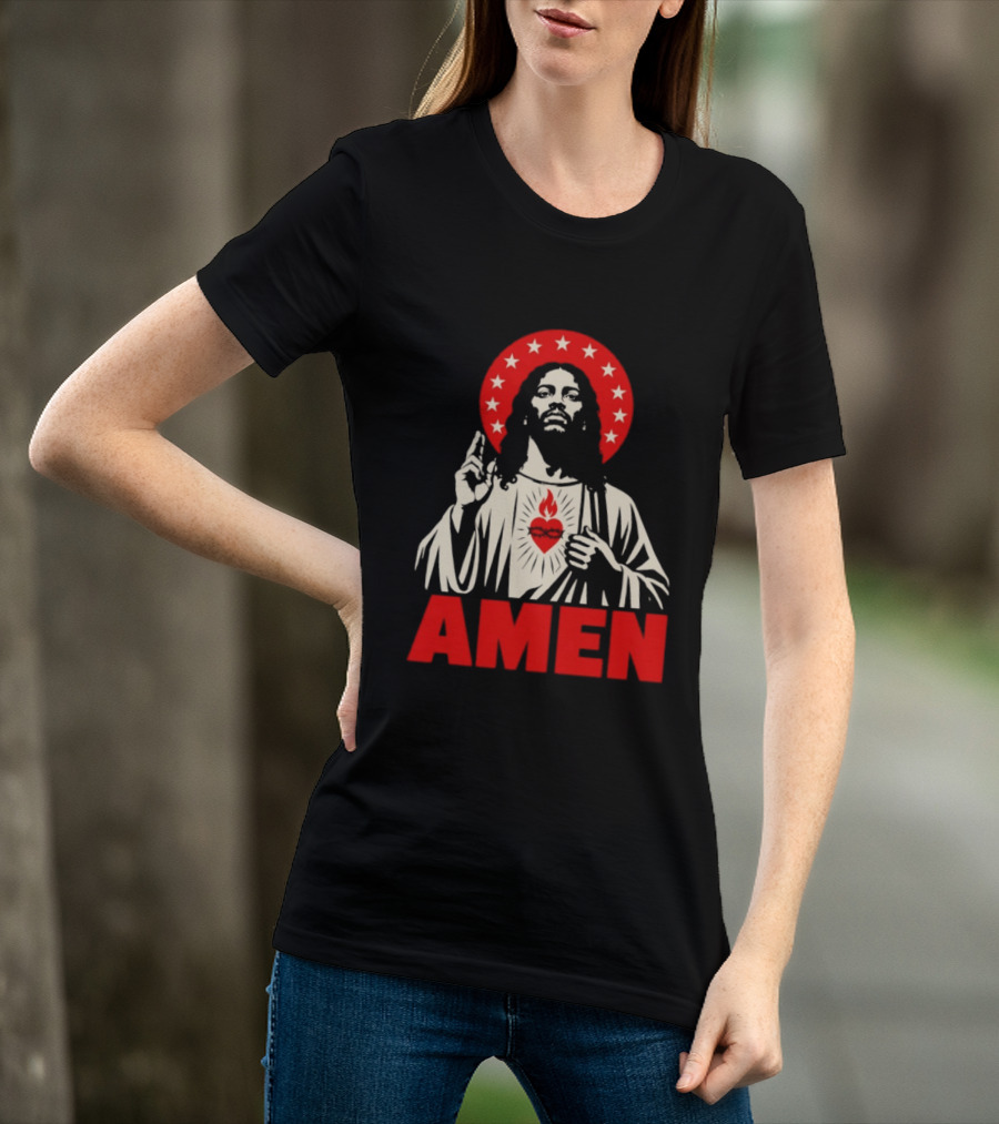 Amen Christ Ain't White Red Stars Iconic Representation T-Shirt