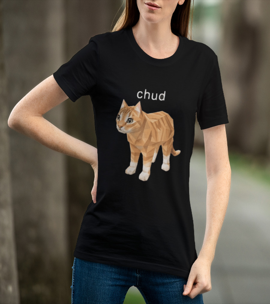 Chud Low Poly Geometric Orange Tabby Cat T-Shirt