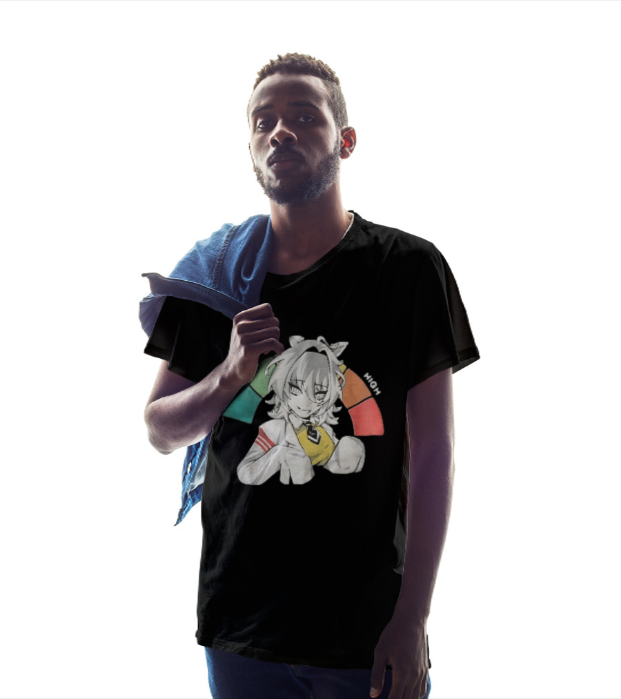 High Anime Cat Girl White Hair Threat Meter Gauge T-Shirt