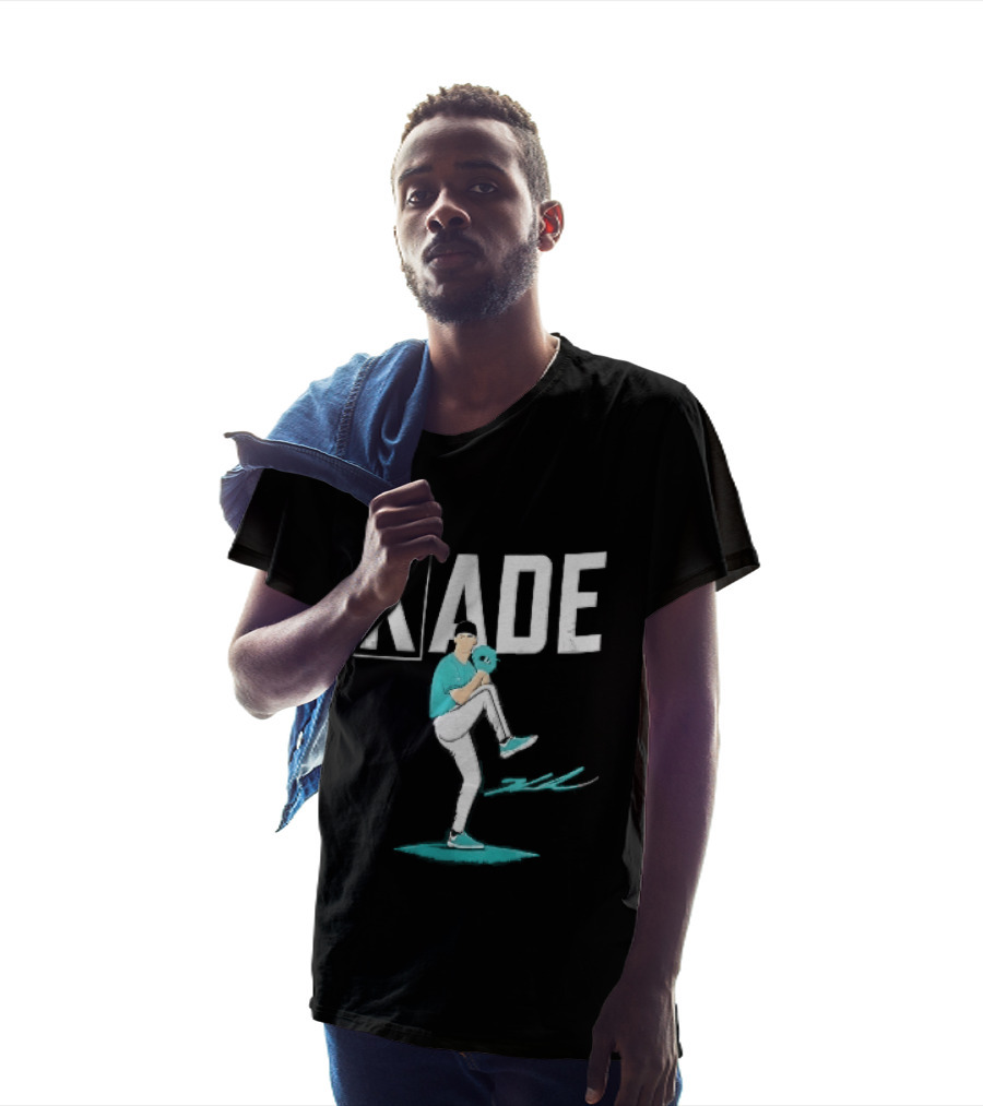 Kade Baseball Pitcher Teal Jersey Mound Action Cartoon T-Shirt