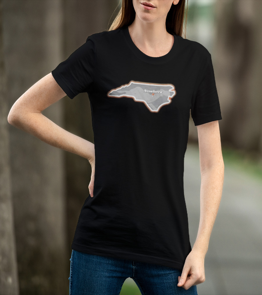 Nowhere North Carolina State Orange White Border Location Pin T-Shirt