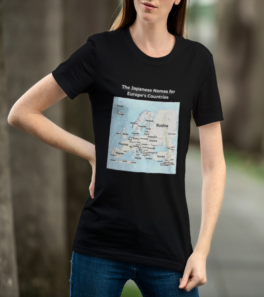 The Japanese Names For European Countries Map With Labels T-Shirt