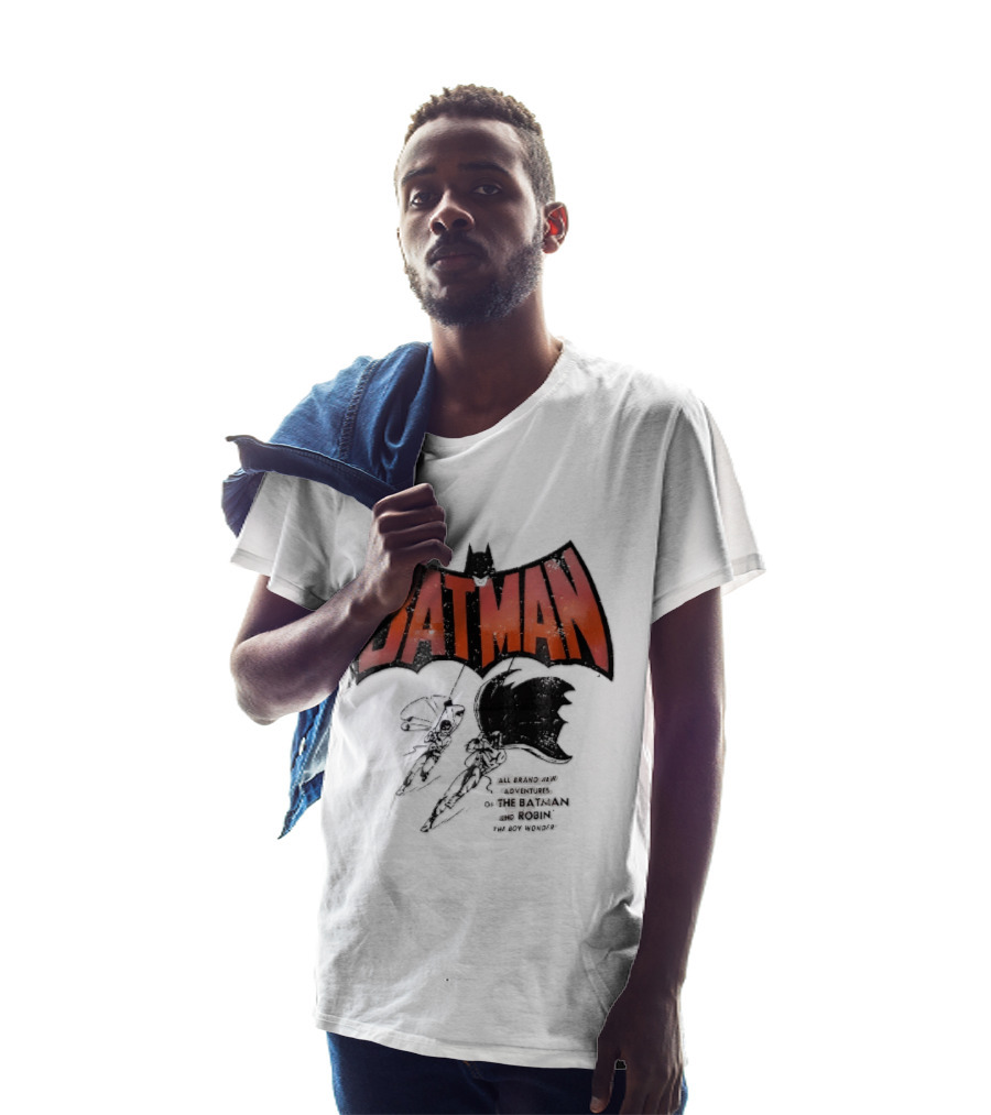 Batman All Brand New Adventures The And Robin Boy Wonder Distressed Line Swinging Capes T-Shirt