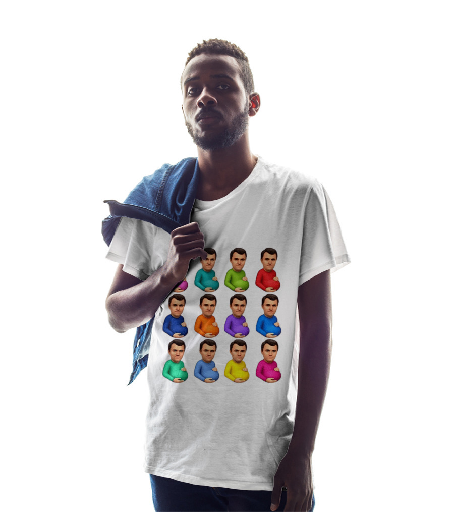 Pregnant Charlie Kirk Multicolored Avatars Emoji T-Shirt
