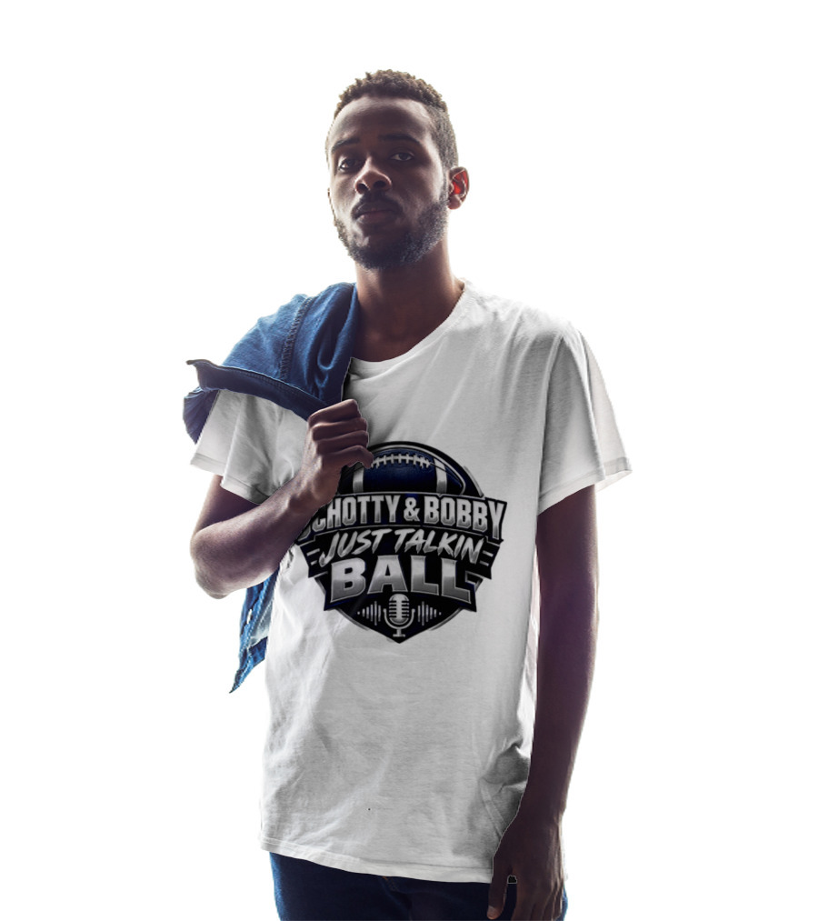 Schotty & Bobby Just Talkin Ball Podcast Football Microphone T-Shirt