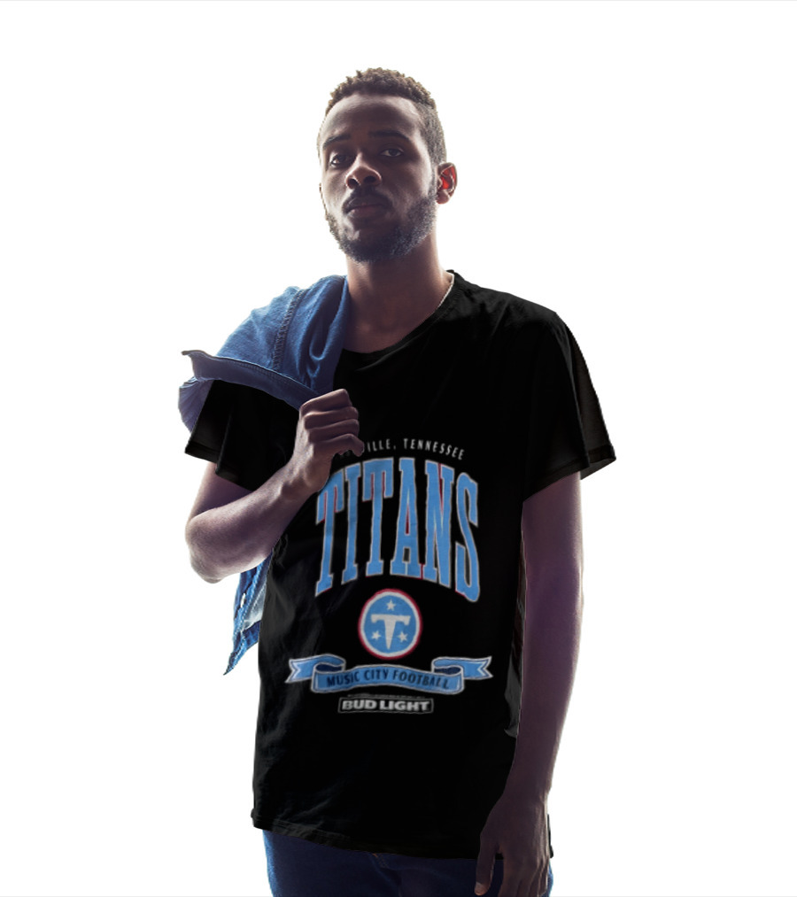 Nashville Tennessee Titans Music City Football Bud Light T-Shirt