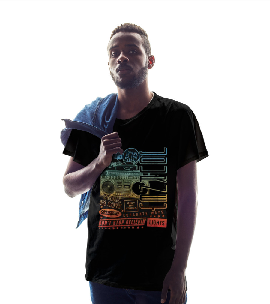 Journey Don't Stop Believin' Wheel In The Sky Stone In Love Open Arms Retro Radio T-Shirt