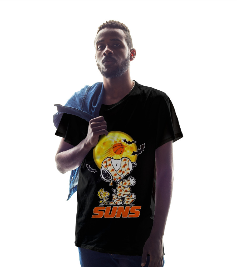 Phoenix Suns Halloween Snoopy Woodstock Mummy Cosplay Moon Basketball Bats T-Shirt