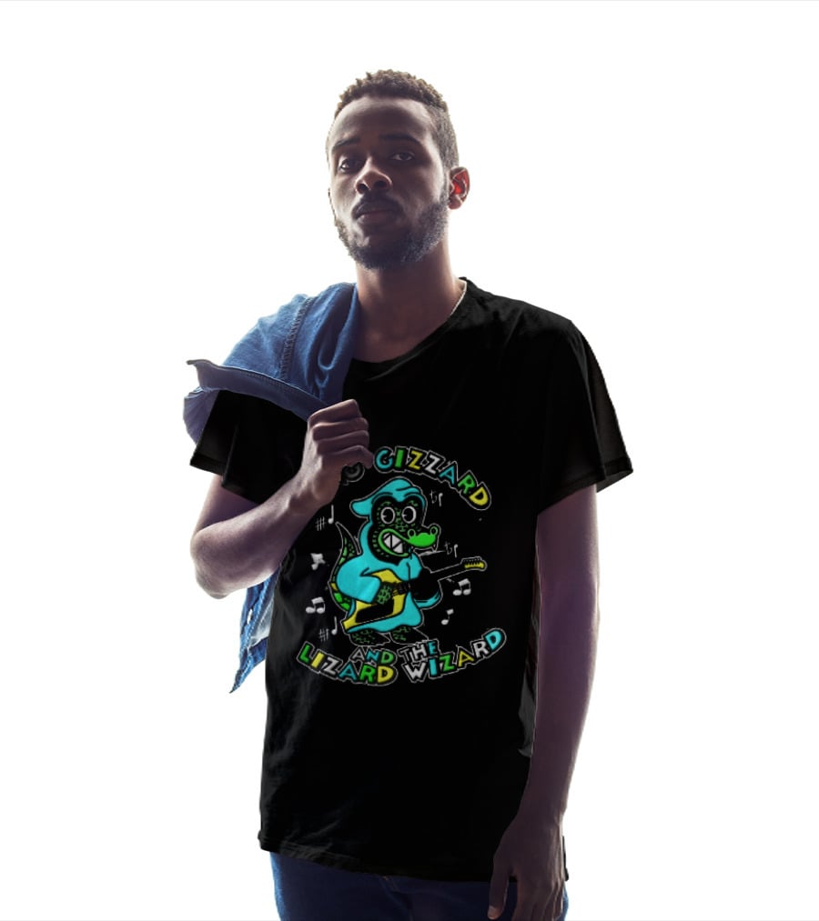 King Gizzard And The Lizard Wizard Cartoon Gator Hooded Playing Electric Guitar Tie Dye T-Shirt